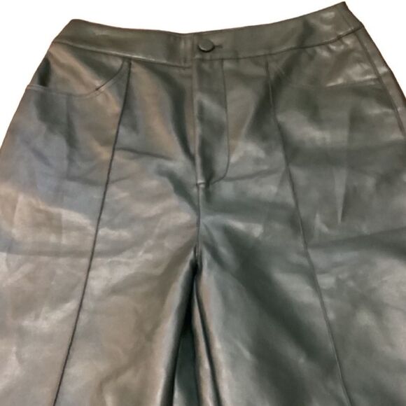 Motf Green High Rise Faux Leather Pants Small - Picture 6 of 10